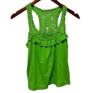 Y2K Abercrombie & Fitch Green Lace Moose Tank Top S